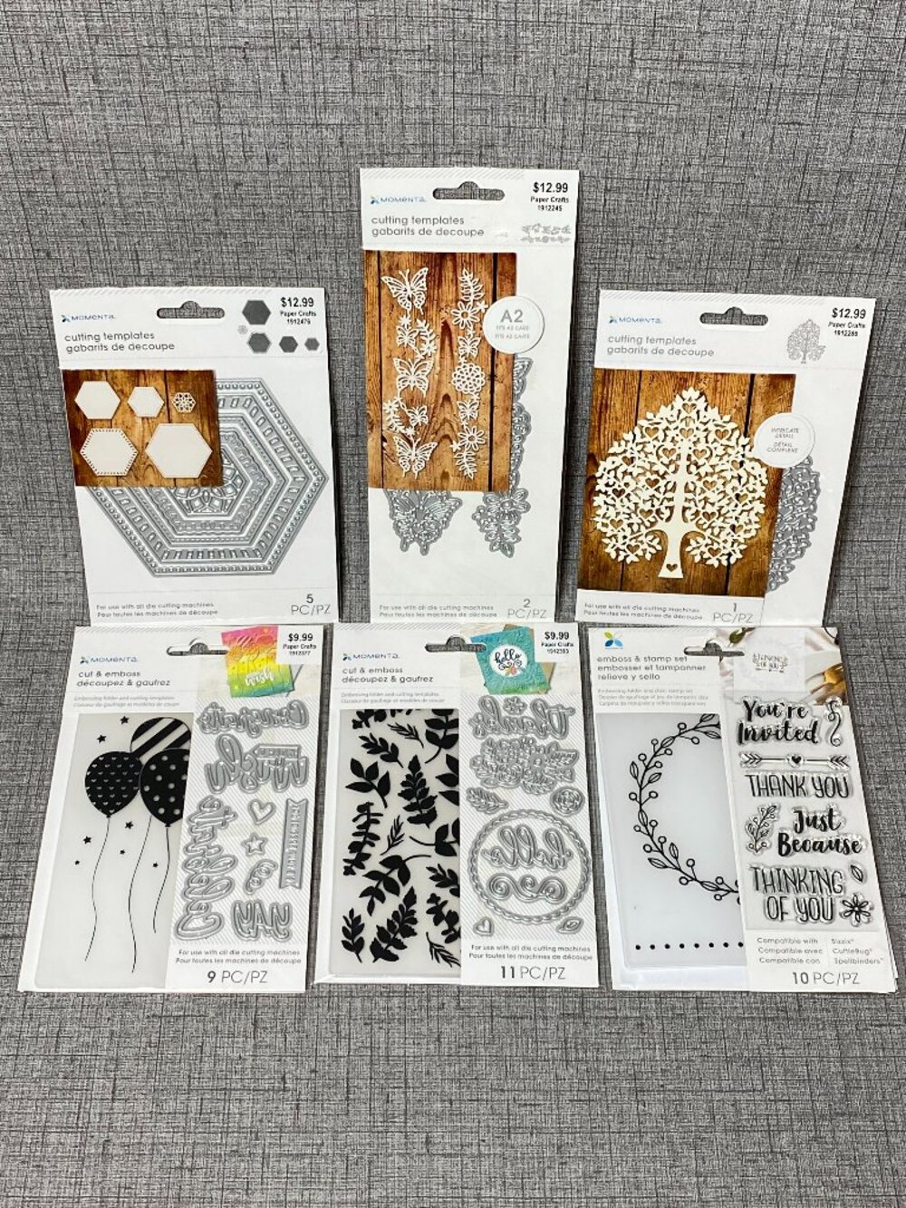 NEW Momenta Cut & Emboss - Stamp Set & Cutting Templates 6pc Lot NIP